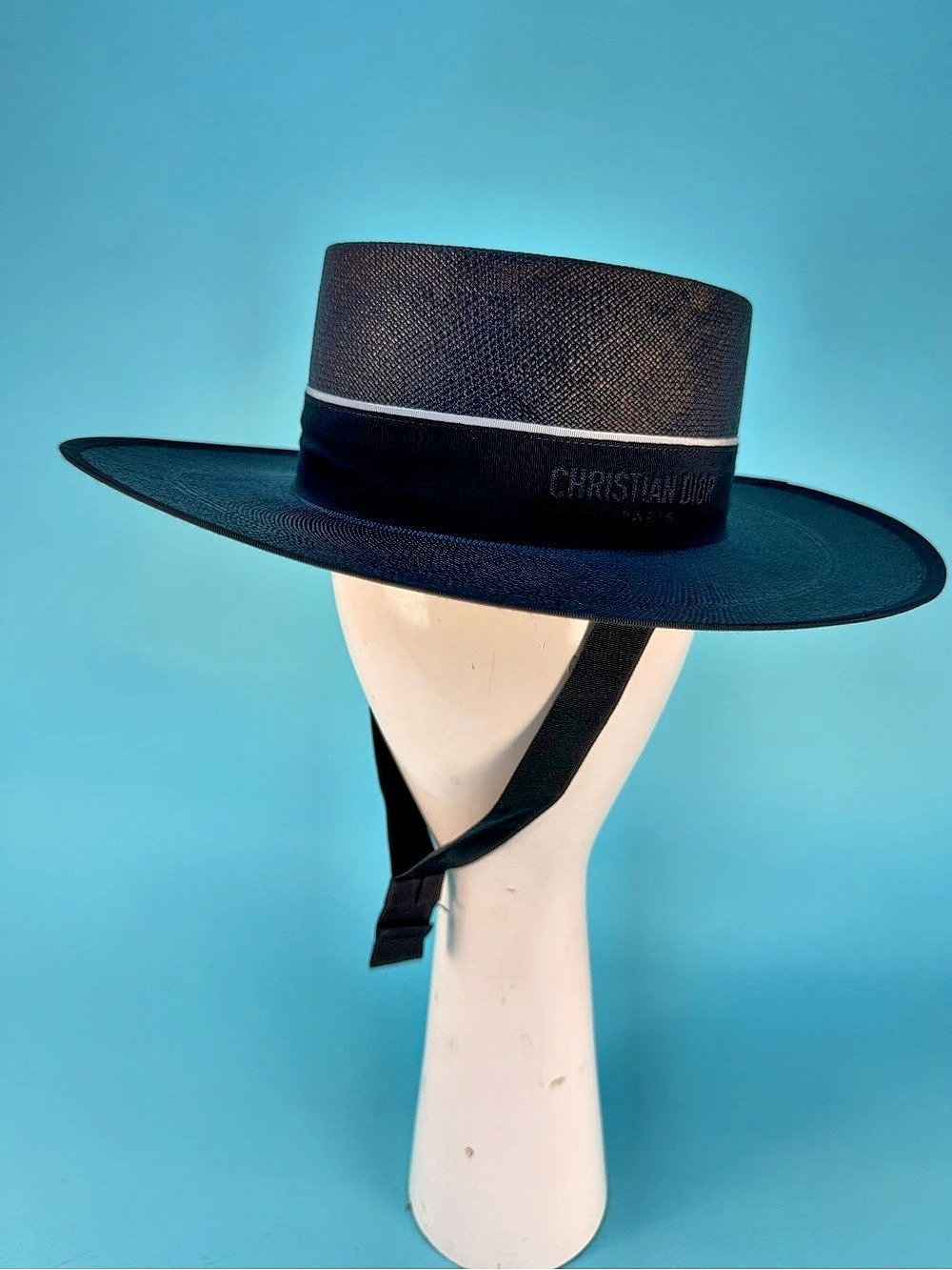 Christian Dior Cruise 2023 Diorodeo Straw Boater Hat Black 57